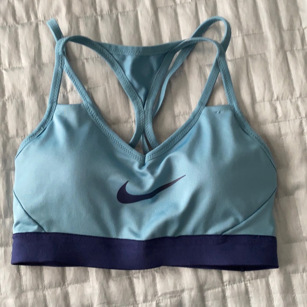 Nike Indy sports bra two tone blue